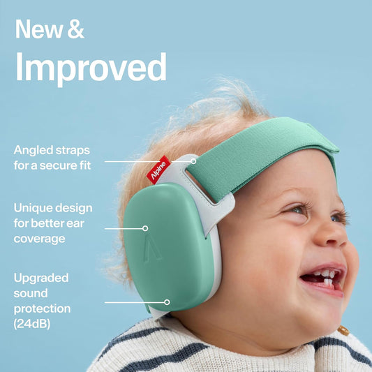Alpine Muffy Baby Comfort - Baby Ear Protection Noise Cancelling - CE & ANSI Certified - Unique Headband for Safe fit & Comfort - Multi-adjustable for Ages 3-48 Months - 24dB Sound Reduction, Green