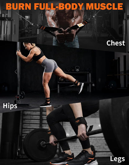 Fitarc Cable Machine Attachment Set for Home Gym, LAT Pulldown & Tricep Pushdown Attachments with D Handle, V Bar, Tricep Rope, Straight Bar, Stirrup Handles, Ankle Strap & Lifting Straps