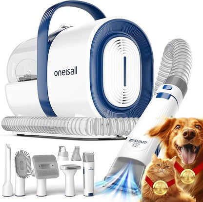 oneisall Dog Grooming Kit,Dog Hair Vacuum for Cat Pet Thick Coats,LM2 | 7 in 1 Grooming Tools, 99% Hair Suction,59dB Low Noise,Clipper & Nail Grinder,1.5L Dust Cup,For Home Multi-pet House