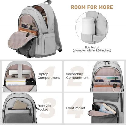 WINDARS School Backpack for Teen Girls, Cute College Backpacks for Women Students Aesthetic Bookbag Large 15.6 Inch Laptop Bag Middle School Travel Back Pack (Khaki Beige)