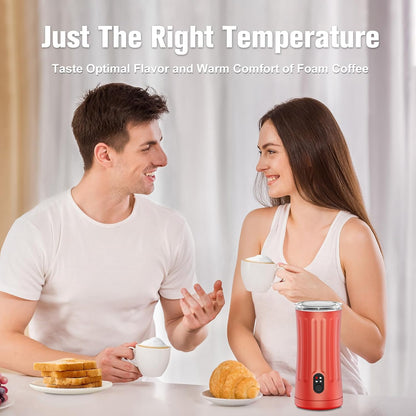 Electric Milk Frother, 4-in-1 Milk Steamer and Frother, 8.1oz/240ml Automatic Warm and Cold Foam Maker, Auto Shut-Off Frother for Coffee, Latte, Cappuccino, Macchiato(Black)