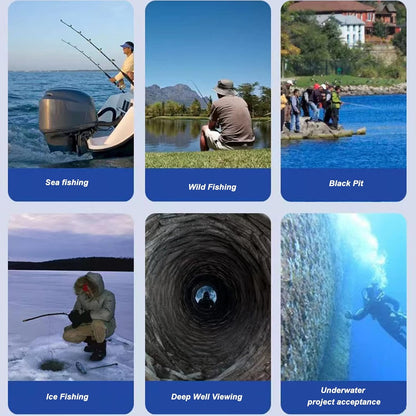 Hook Reveal Fish Finder, 4.3 Inch TN HD Underwater Fishing Camera, IP68 Waterproof, 1500cd 12 Night Vision Lights, 195 Degrees Wide Angle, 8 to 10 Hours Work (30m / 32.8yd US)