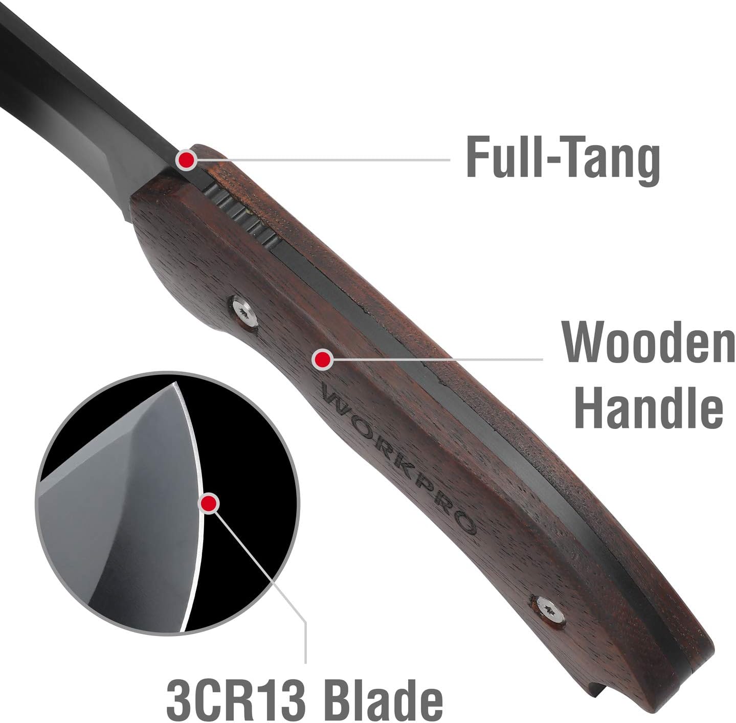 WORKPRO Axe and Fixed Blade Knife Combo Set, Full Tang, Wood Handle, for Outdoor Camping Survival Hunting Hiking, Nylon Sheath Included