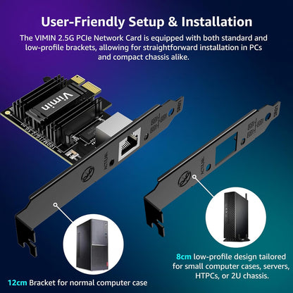 10G PCI-E Network Card with 10Gbps Dual RJ45 Ports, Intel X540-T2 Conrtoller, VIMIN 10Gb Ethernet Adapter Card Compatible with PCI Express X8, X16, Support Windows/Windows Server/Linux/VMware