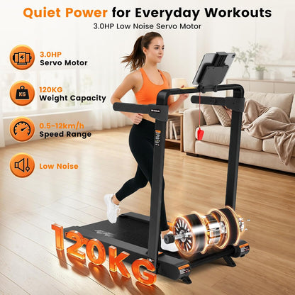 Mahrole Walking Pad with Vibration and lncline,Foldable Walking Pad Treadmill with Remote Control and APP,Powerful 3.0HP Servo Motor Treadmills for Home and Office