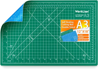 WORKLION 24" x 36" Large Self Healing PVC Cutting Mat, Double Sided, Gridded Rotary Cutting Board for Craft, Fabric, Quilting, Sewing, Scrapbooking - Art Project…