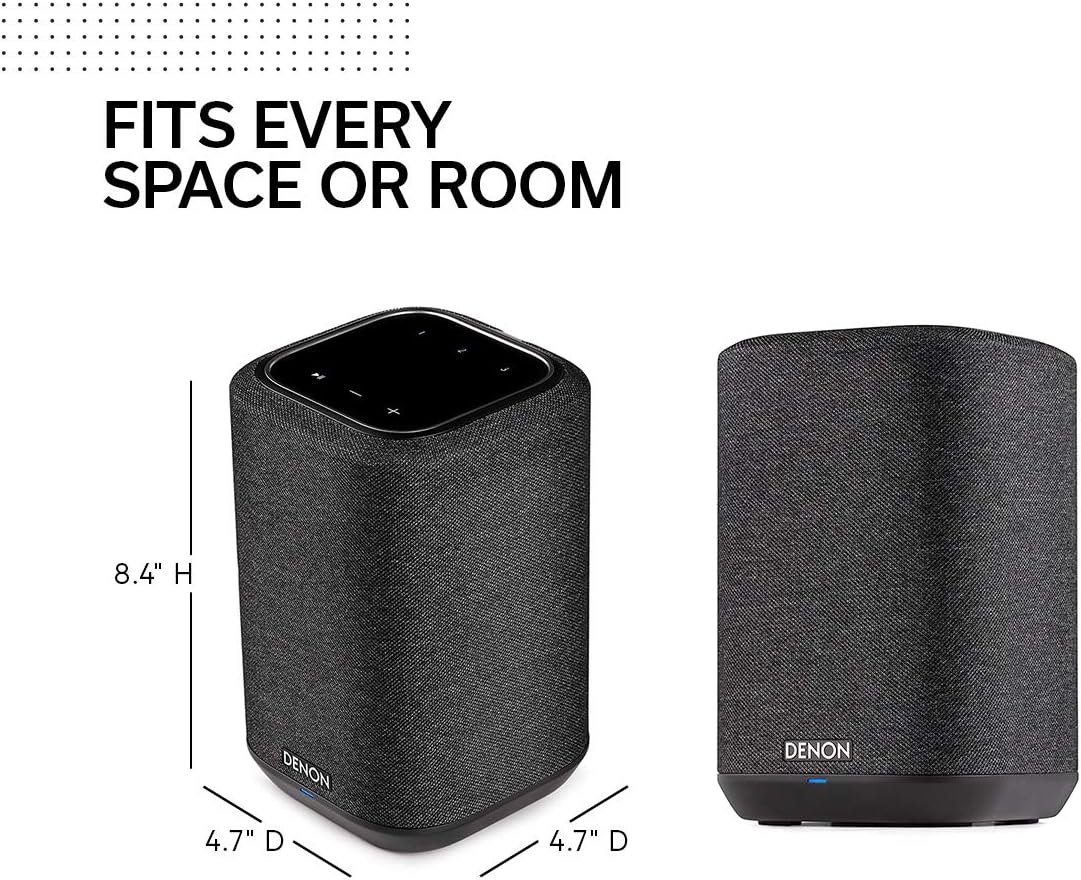 Denon Home 150 NV Wireless Speaker (Black), 1" Tweeter, 3.5" Woofer, Home Speaker with HEOS Built-in, AirPlay 2, and Bluetooth, Multi-Room Streaming, Simple Setup, Compact Design