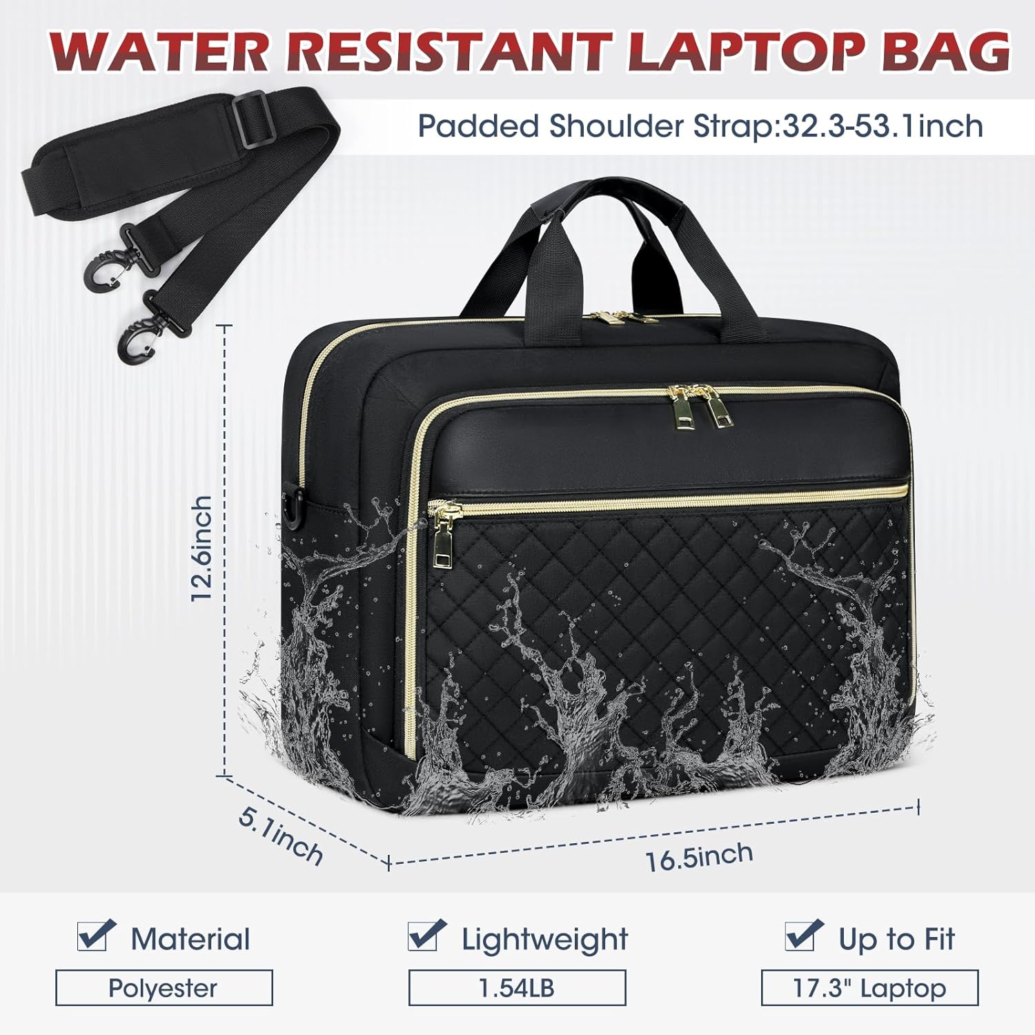 Laptop Bag 17 Inch Laptop Briefcase for Women Waterproof Computer Messenger Bag Professional Laptop Case for Business Work - PuriLite