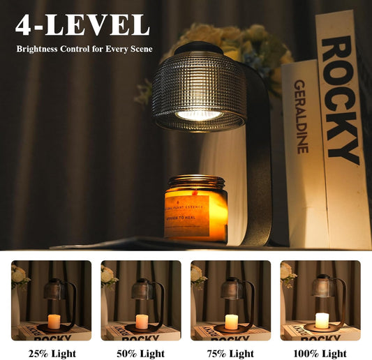 Candle Warmer Lamp with Timer - 4-Level Dimmable, Includes 2 Bulbs, Flameless Wax Warmer for Jar Candles | Ideal Gift for Housewarming & Birthday - PuriLite