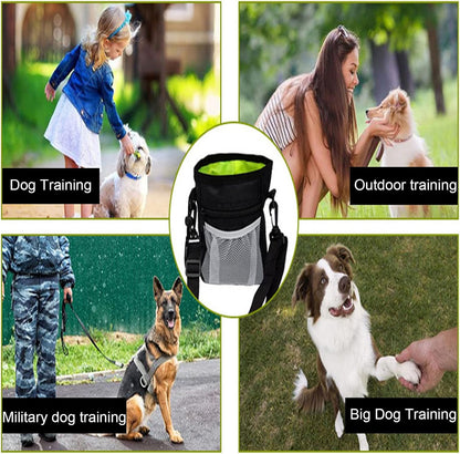 1 Pcs Dog Treat Training Pouch,with 2 Belts, Treat Pouch Dog Training Contains 2 Rolls of Poop Bags, Adjustable Dog Treat Bag, Hands-Free Puppy Training Pouch for Dog Treats (Black)