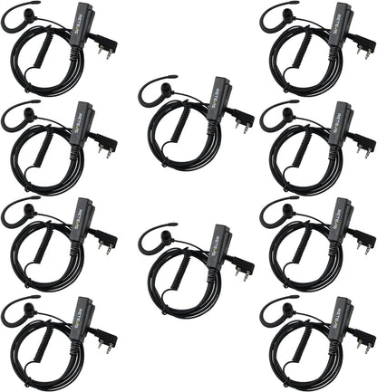 Retevis Walkie Talkie Earpiece with Mic, Volume Control, 2 Pin, for RetevisRT21 RT68H H777H H777, Compatible with Baofeng BF-888S Kenwood Walkie Talkies, Two Way Radio Earpiece(10 Pack)