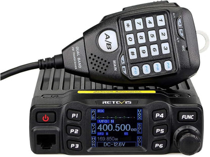 Retevis RT95 Mobile Ham Radio, Dual Band Two Way Radio Long Range, 200 Channels, 180 Rotatable LCD Display, Chirp, VOX, Mini Mobile Transceiver for Cars, Vehicle Driving