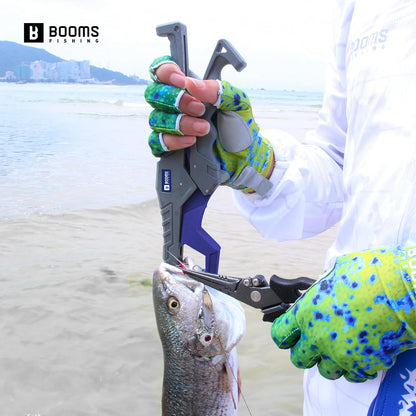 Booms Fishing G05 Fish Lip Gripper Saltwater, 9.4" Plastic Catfish Grippers Pliers, Fish Grabber Tool with Lanyard, Fish Grips for Kayak Fishing Accessories, Great Fish Holder for Caught Fish