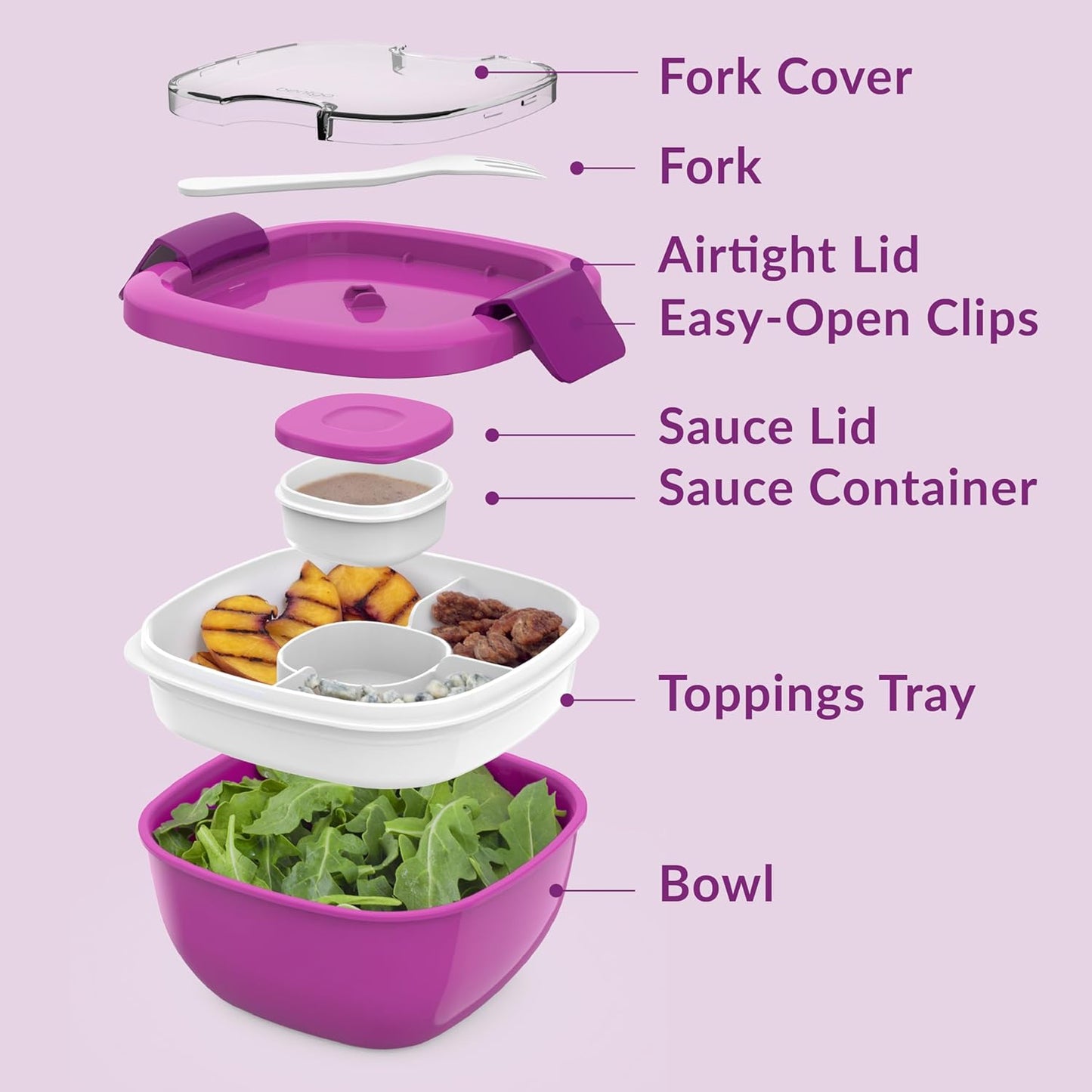 Bentgo Salad - Stackable Lunch Container with Large 54-oz Salad Bowl, 4-Compartment Bento-Style Tray for Toppings, 3-oz Sauce Container for Dressings, Built-in Reusable Fork & BPA-Free (Khaki Green)