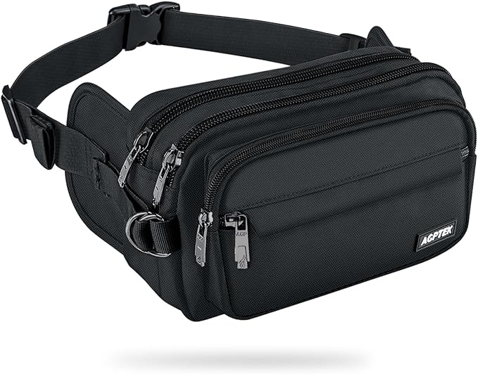 AGPTEK Men's Women's Outdoor Sports Running Waist Bag with Multiple Pockets and Adjustable Belt for Travel, Hiking, Climbing, Jogging, Hiking