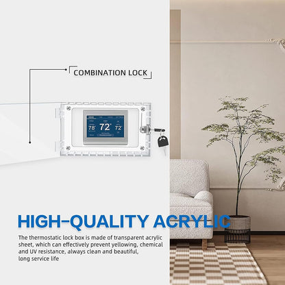 Universal Thermostat Lock Box, Universal Thermostat Guard with Clear Cover, Key, Clear Large Thermostat Guard for Wall, Large Universal Home Locking Thermostat Guard for Thermostat On Wall