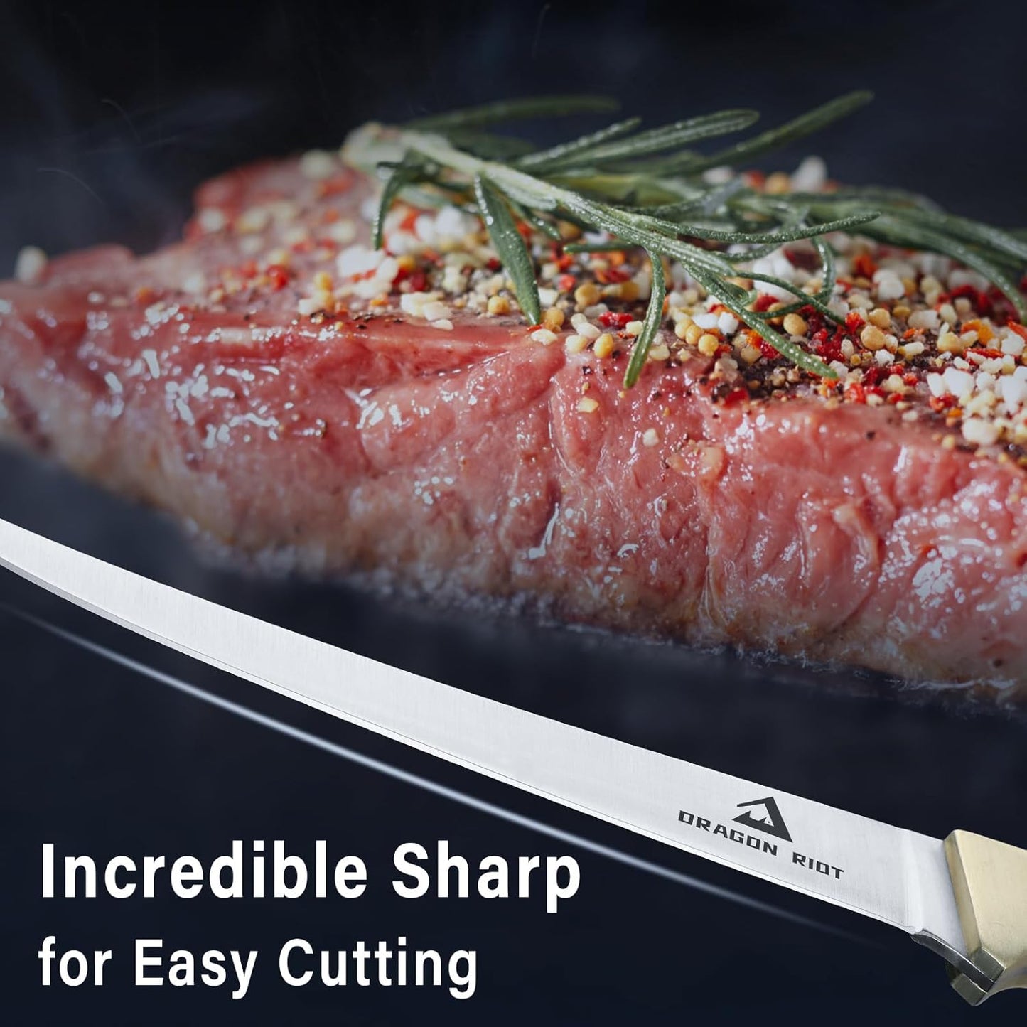 DRAGON RIOT Fillet Knife 7.5 inch Professional Boning Knife for Filleting Japanese Stainless Steel Fish Knife with Ergonomic Handle Super Sharp Fish Filleting Knife for Meat Poultry Cutting