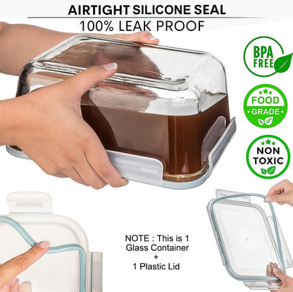 Razab 3300 Ml / 112 Oz Large Glass Container Food Storage with Lids - Leakproof, BPA-Free Large Meal Prep Container Ideal for Roasting Turkey, Store Leftover - Microwave & Oven Safe