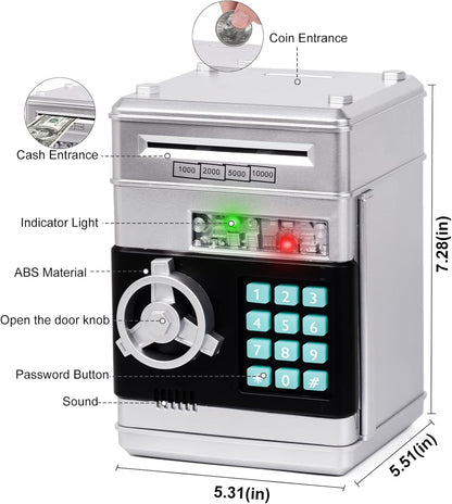 Refasy Boy Toys Age 6-8,Electronic Piggy Bank,Password Money Bank Toys for Kids,ATM Piggy Bank Money Saving Box,Birthday Xmas Gifts for Boys Girls(Blue Green)