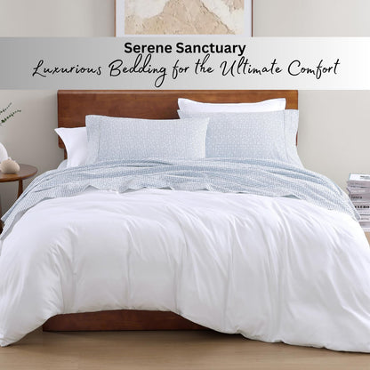 Lane Linen 100% Organic Cotton Queen Sheet Set, 4-Piece Percale Bed Sheets for Queen Bed - Soft, Breathable, Hypoallergenic, Deep Pocket Fits Mattress Up to 15" Deep, Hotel Quality Sheets - White