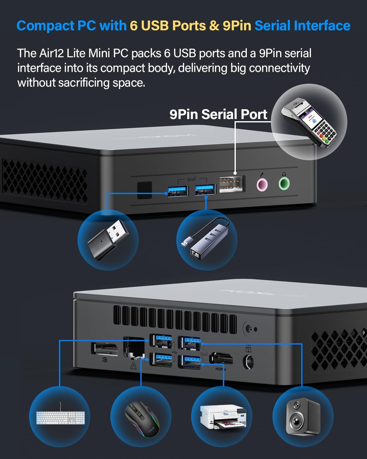 GEEKOM Air12 Mini PC(3-Year Quality Support) with 13th Gen Intel N150, 16GB DDR5 RAM 512GB M.2 2280 NVMe Gen3*4 SSD, Mini Desktop Computer, 4K Dual Display/HDMI2.0/DP 1.4/WiFi6/BT5.2/SD Slot