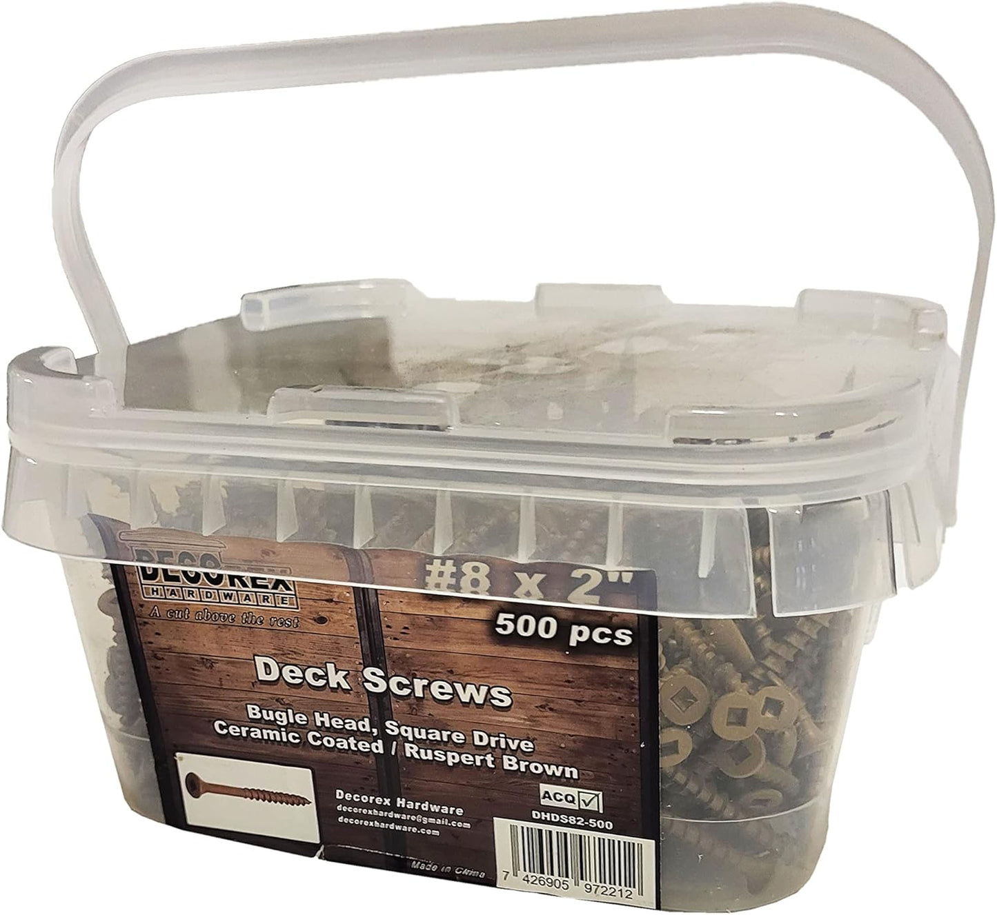 #8 x 3" Deck Screws | Square Drive | Bugle Head | Brown Ruspert | 100pcs Box
