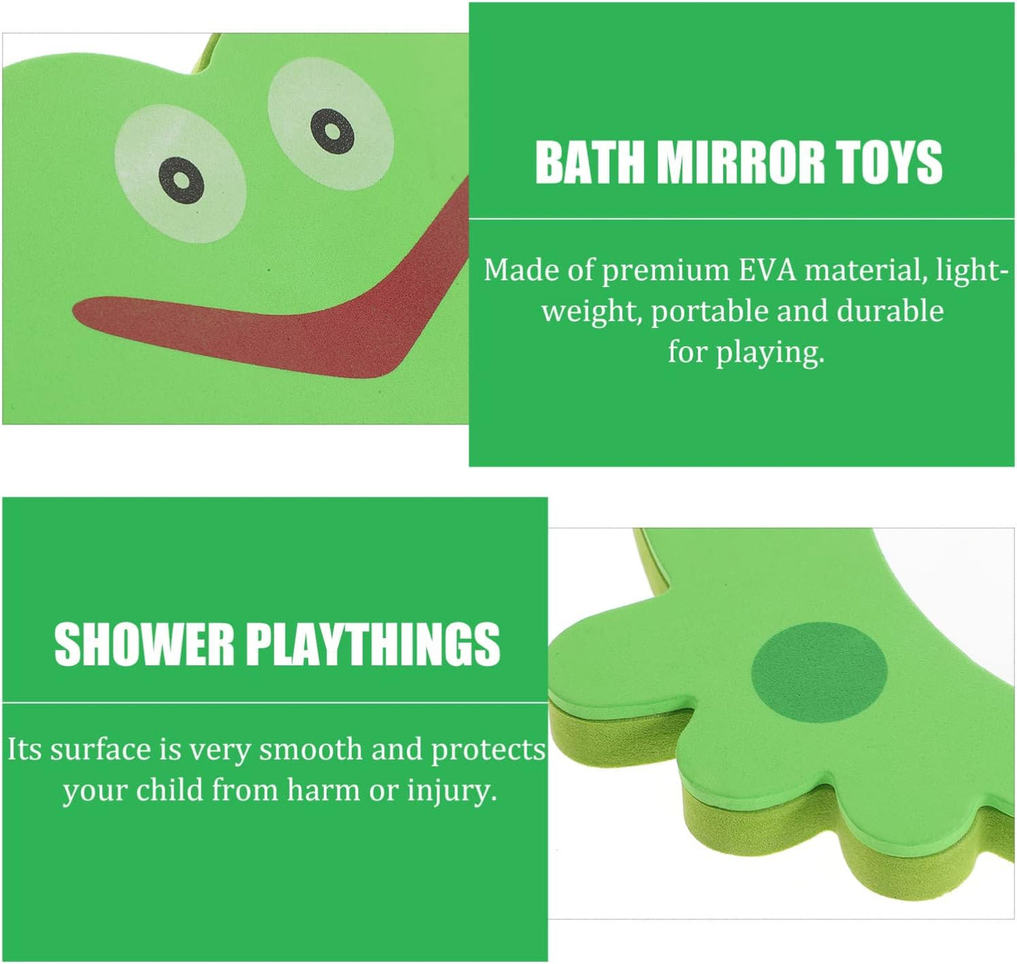 3 Pcs Toys Frog-Shape Bath Toys Cartoon Mirror Toy Mirror Bath Toy Mirror Showering Toy Baby Infants Kids Toddlers