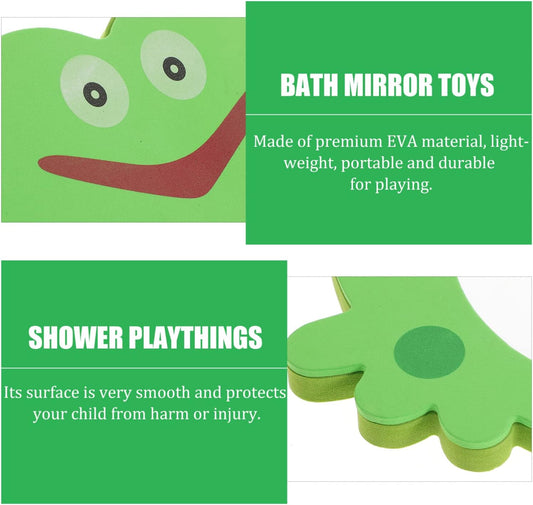 3 Pcs Toys Frog-Shape Bath Toys Cartoon Mirror Toy Mirror Bath Toy Mirror Showering Toy Baby Infants Kids Toddlers - PuriLite