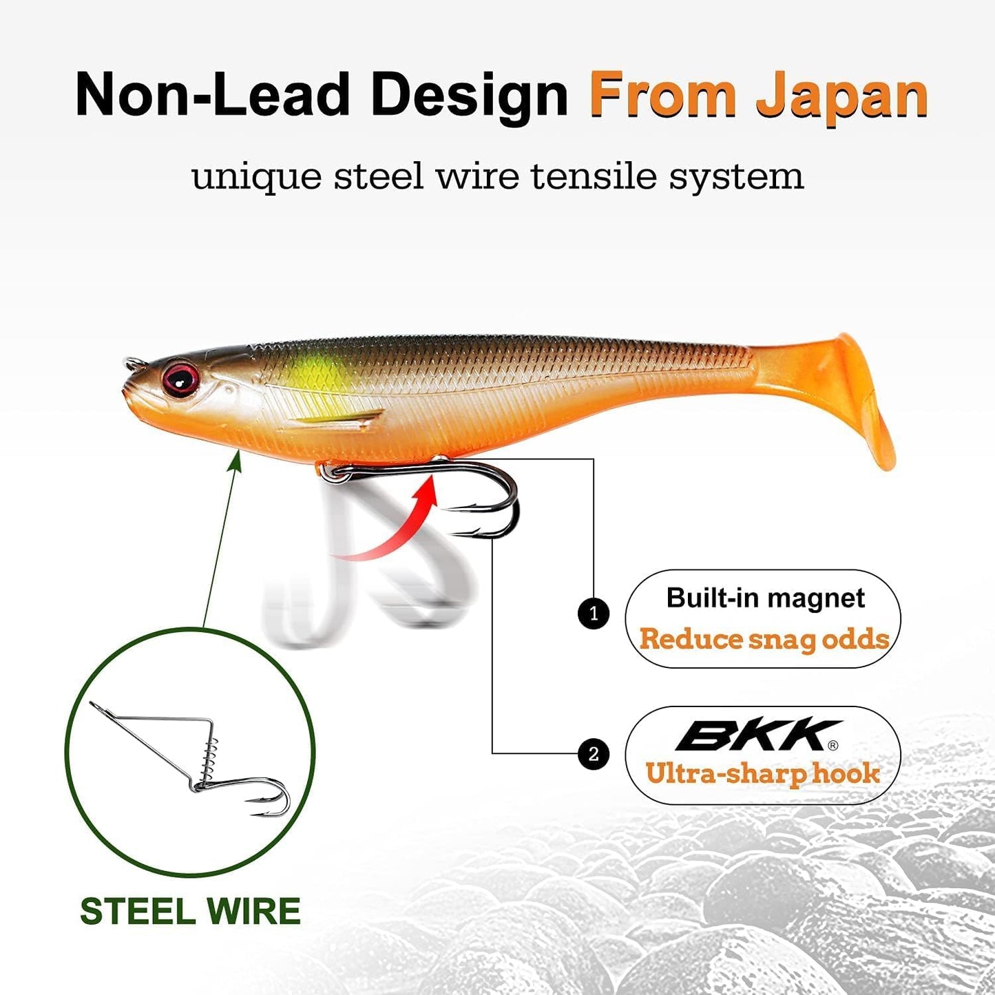 TRUSCEND Easy Catch Pre-Rigged Soft Lures, Unique Vibrating Swim Action and Trembly Sinking Move for More Bites, Amazing Soft Swimbait for Family Fishing, Fishing Lures for Bass Trout Crappie Walleye