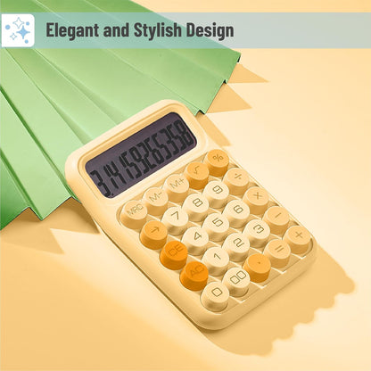 Mr. Pen- Mechanical Switch Calculator, 12 Digits, Large LCD Display, Orange With Big Buttons, Desktop, Cute and Aesthetic Design