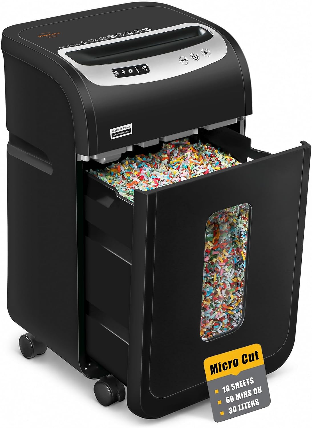 VidaTeco 18-Sheet Paper Shredder for Home Office Heavy Duty, 60-Minute Micro Cut P-4 Security, Auto-Reverse Anti-Jam System, Shreds Staples/CD/Credit Cards, 7.9-Gallon Pullout Bin & 4 Casters (ETL)