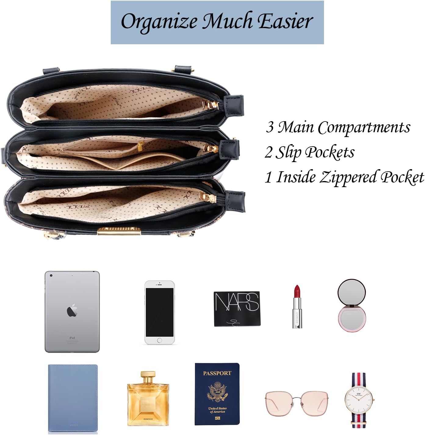 KKXIU Trendy Tote Bag for Women Lightweight Oxford Big Capacity Shoulder Purses and Handbags