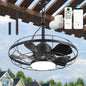 Outdoor Ceiling Fan with Light for Patios, 21" Garage Ceiling Fan Outdoor Hanging, IP65 Waterproof Plug in Ceiling Fan with Alexa/Google/App Control,3CCT Dimmable 6-Speeds for Patios Porch