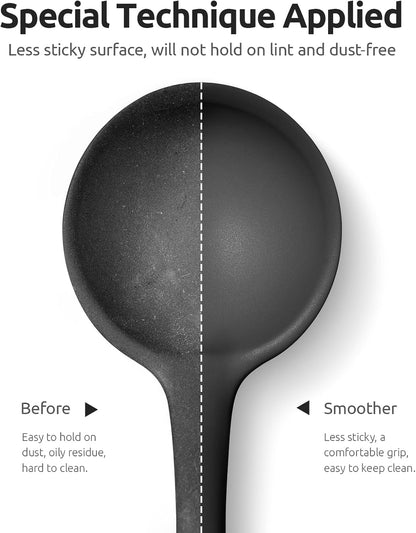 13 inch Silicone Soup Ladle: U-Taste 600ºF Heat Resistant 4 oz Large Non-Stick Seamless Rubber Kitchen Deep Serving Spoon with Non-Slip Solid Long Handle for Cooking Sauce/Stews/Gravies/Chili(Purple)