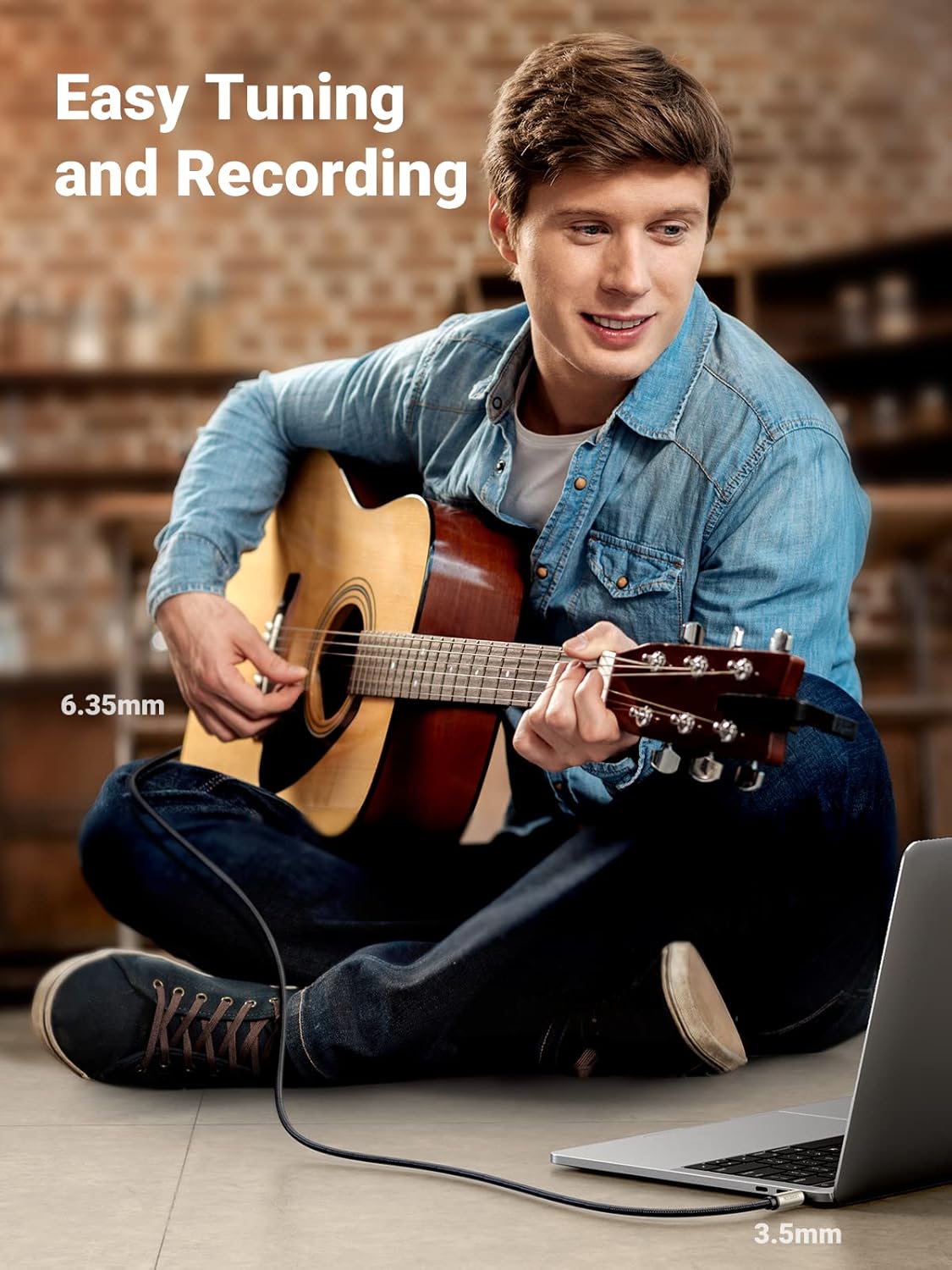 UGREEN 1/8 to 1/4 Inch Cable, 3.5mm TRS to 6.35mm Audio Cable Guitar to Aux Male Cord with Zinc Alloy Housing and Nylon Braid for Amplifier, Mixer, Digital Keyboard, Home Theater, Laptop, 6.6FT