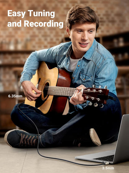 UGREEN 1/8 to 1/4 Inch Cable, 3.5mm TRS to 6.35mm Audio Cable Guitar to Aux Male Cord with Zinc Alloy Housing and Nylon Braid for Amplifier, Mixer, Digital Keyboard, Home Theater, Laptop, 6.6FT