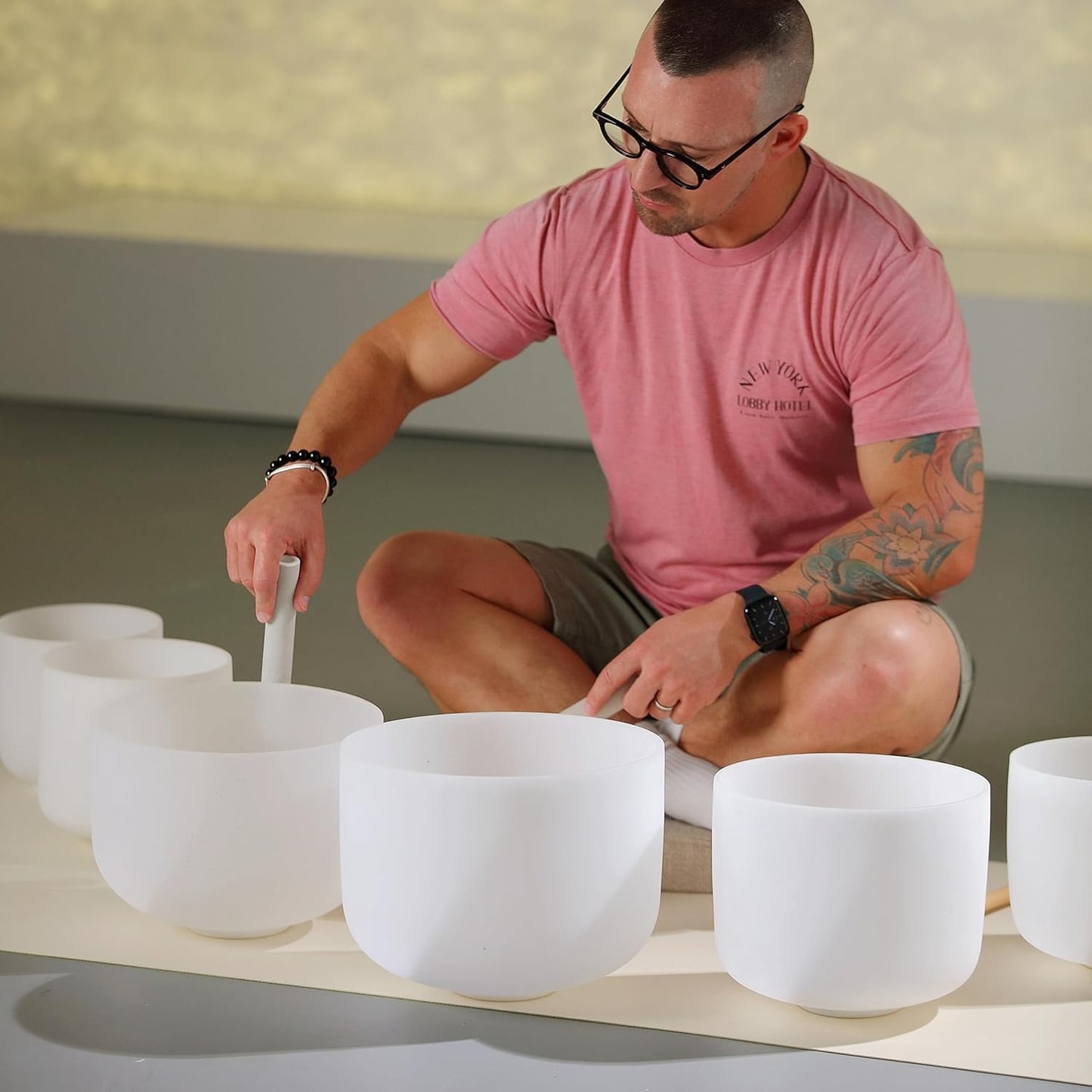 TOPFUND F Note Crystal Singing Bowl Heart Chakra 8 inch with Heavy Duty Carrying Case and Suede Striker