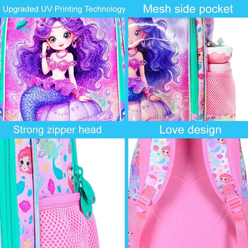 3pcs Backpack for Boys and Girls, 16” Kids Kindergarten Bookbag with Lunch Box, Cute Elementary Backpacks for Boy Girl