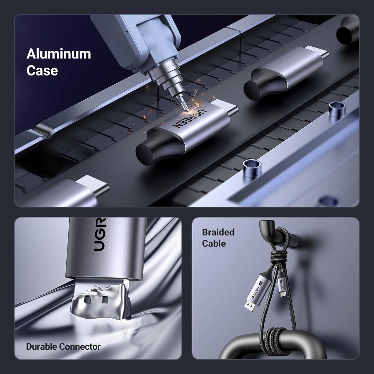 UGREEN USB C to DisplayPort 1.4 Cable 6FT 8K@60Hz 4K@240Hz Thunderbolt 4/3 to DisplayPort Cord USB C to DP 1.4 32.4 Gbps Alu Braided Compatible with MacBook Pro/Air, iPad, Mac mini, Galaxy, XPS 15