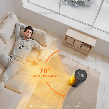 Portable Electric Space Heater | Indoor Room Heater with Thermostat | Oscillating Tower Heater | Remote Control Heater | Ceramic Space Heater