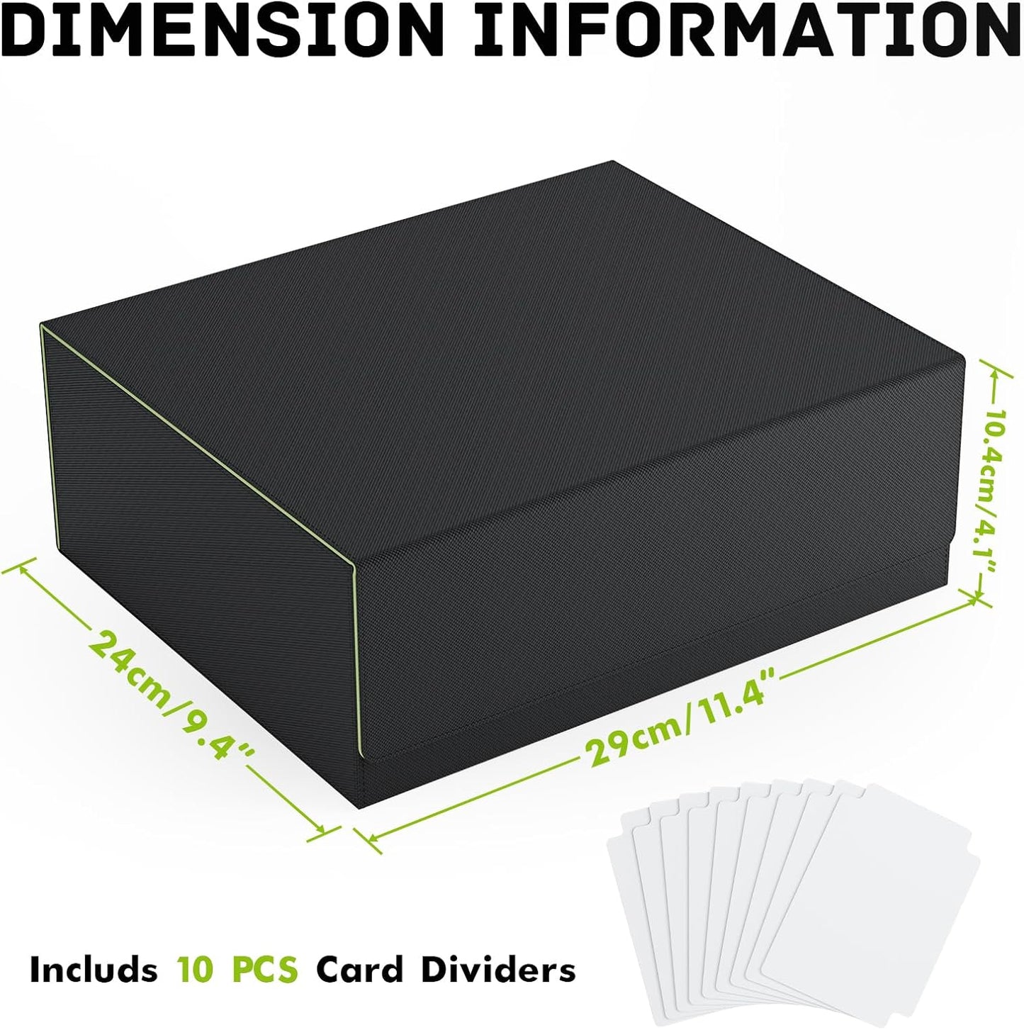 ZLCA Card Storage Box for MTG PTCG, Commander Deck Box Holds 3000+ Cards, Card Storage Case with 4 Stoppers, Card Organizer for TCG Sport Cards (Black)