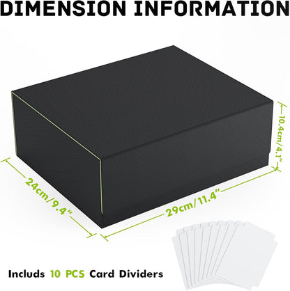 ZLCA Card Storage Box for MTG PTCG, Commander Deck Box Holds 3000+ Cards, Card Storage Case with 4 Stoppers, Card Organizer for TCG Sport Cards (Black)