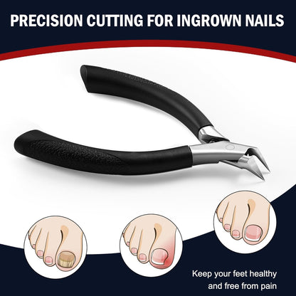 FVION Toenail Clippers for Ingrown Toenail Prevention, Straight Blade Podiatrist Nail Clippers for Thick Nails, Ergonomic Finger Nail Clippers for Adults, Seniors, Men and Women (Black)
