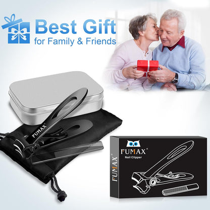 Nail Clippers for Men Thick Nails, Large Toe Nail Clippers for Seniors with 15mm Wide Jaw Opening, Heavy Duty Nail Cutter with Long Handle Gifts for Men Women
