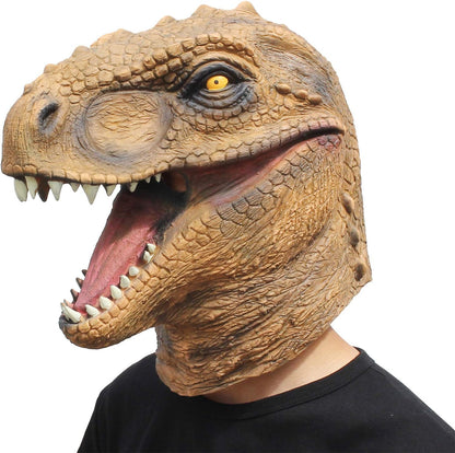 CreepyParty Dinosaur Head Mask Novelty Halloween Costume Party Animal Jurassic Full Head Latex Mask