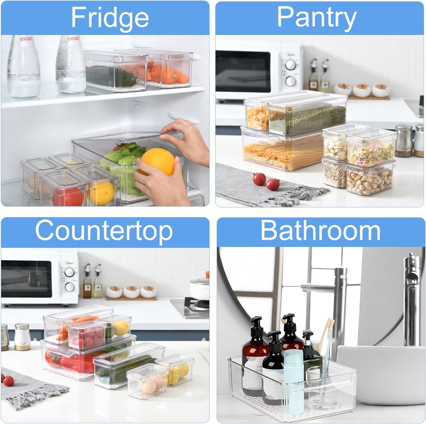 Pure Future 50-Piece Large Airtight Food Storage Containers with Lids, BPA-Free Stackable & Microwave Safe Kitchen Set for Meal Prep, Freezer Use - 25 Containers & Lids, Leakproof Design