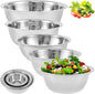 5 Pcs Stainless Steel Mixing Bowl Set with Internal Measurement Markers 5 Sizes 4.5QT 3QT 2QT 1.5QT 0.7QT Metal Nesting Bowls Multipurpose Metal Bowls for Serving Cooking Baking Prepping