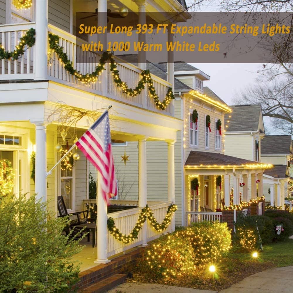 Haili Halloween Lights Outdoor, 105 FT 300 LED Halloween String Lights with Memory Function, Plug in 8 Mode String Lights for Halloween,Christmas,Party, Patio, House Decoration (Purple Orange)