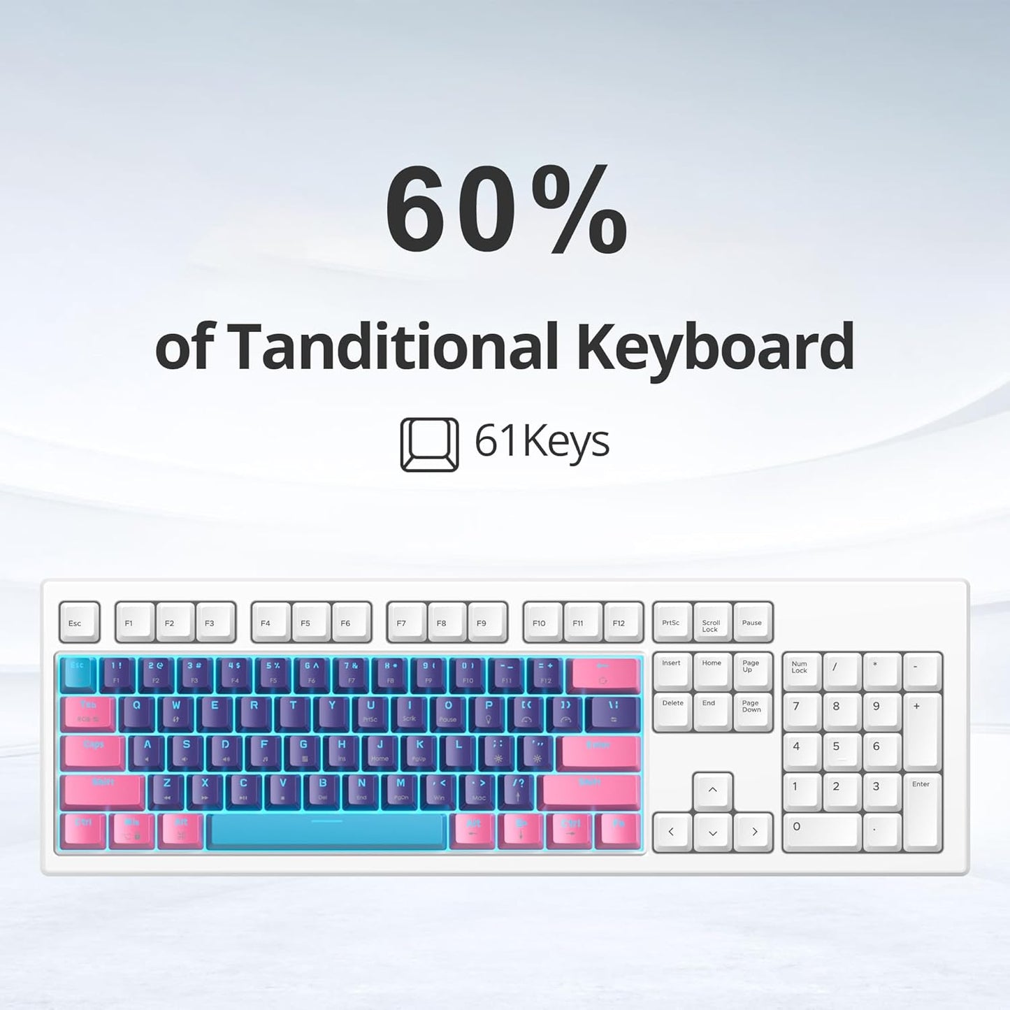 Fogruaden Full Size Mechanical Keyboard, Green Matcha Keyboard, Wired USB 104 Keys RGB Backlit Gaming Keyboard with Number Pad, Red Switches, NKRO Mechanical Keyboard for Windows Laptop PC Gamer