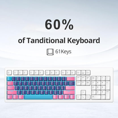 Fogruaden Full Size Mechanical Keyboard, Green Matcha Keyboard, Wired USB 104 Keys RGB Backlit Gaming Keyboard with Number Pad, Red Switches, NKRO Mechanical Keyboard for Windows Laptop PC Gamer